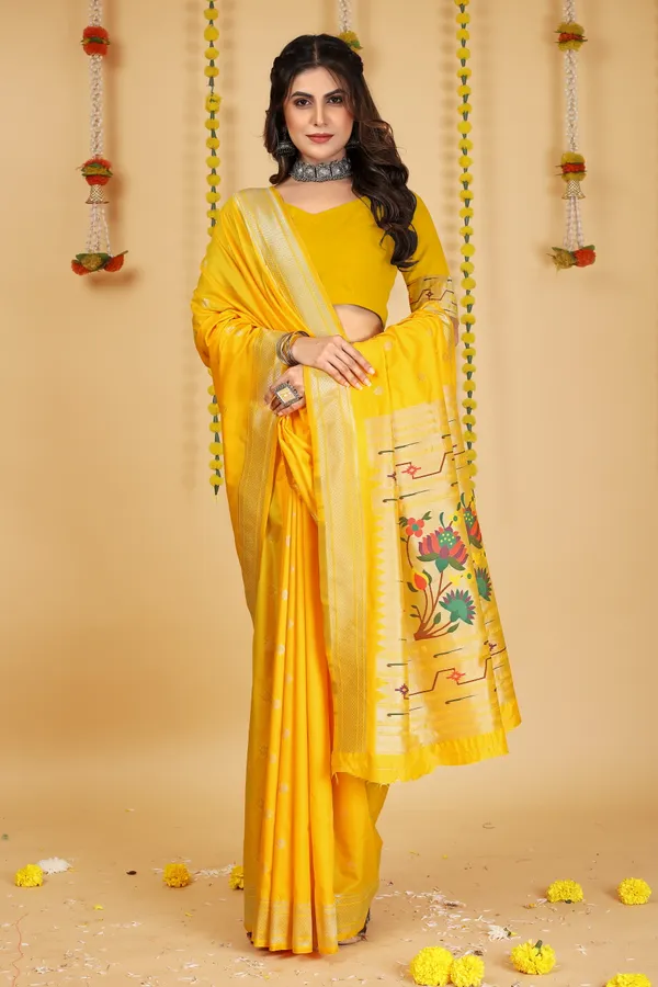 YELLOW_PURE_SILK_PAITHANI_SAREE